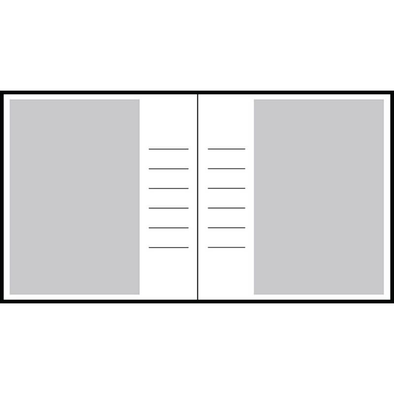 Схема альбома по одной шт. на странице, местом для заметок, вертикально